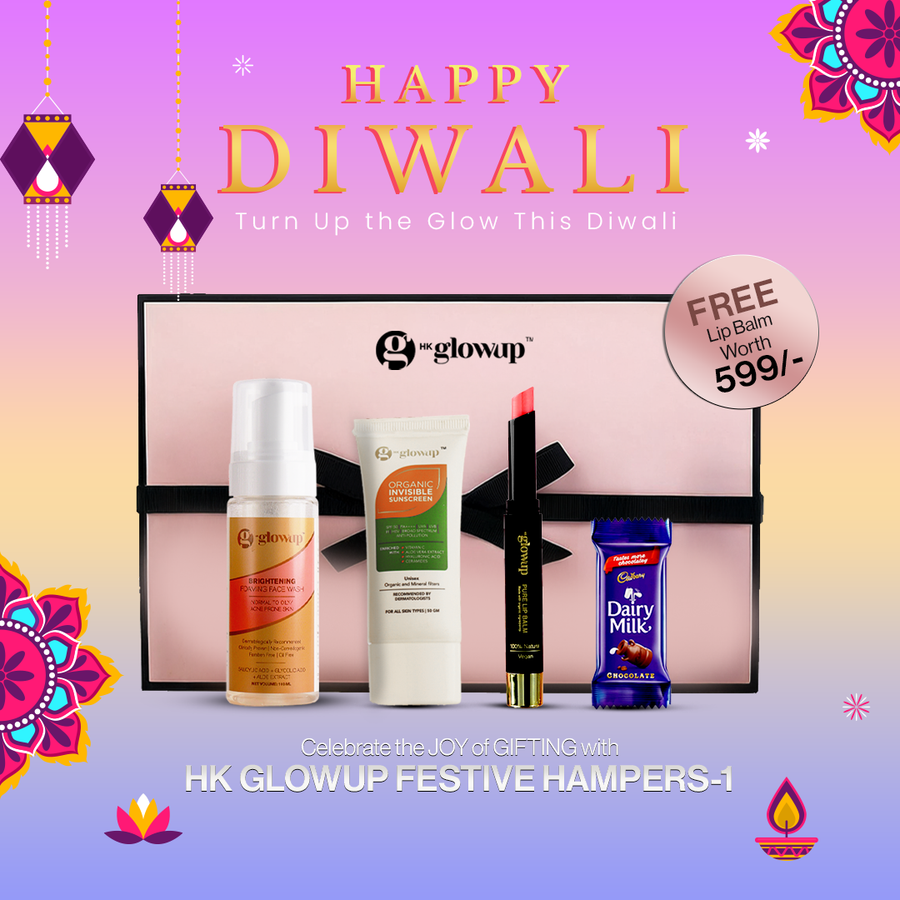 HK Glowup Festive Hamper-1: Brightening Foaming Facewash + Organic Invisible Sunscreen + Cherry Red Lip Balm + Choco pack