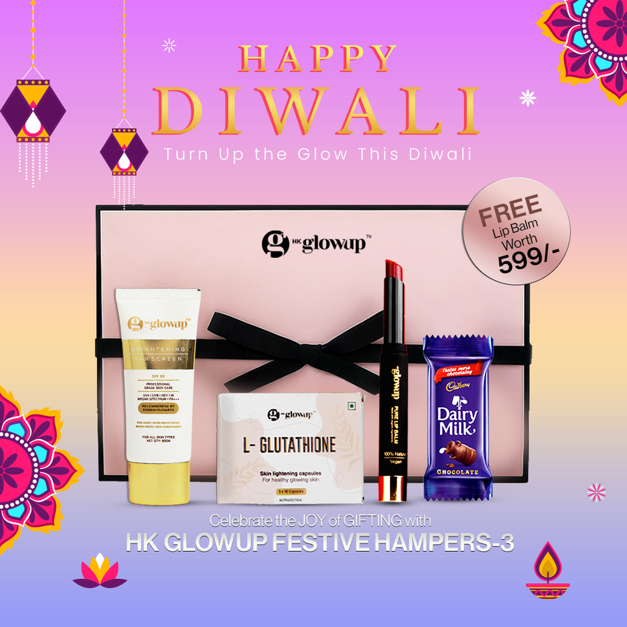 HK Glowup Festive Hamper-3: Brightening Sunscreen + L-Glutathione Capsules + Cherry Red Lip Balm + Choco pack